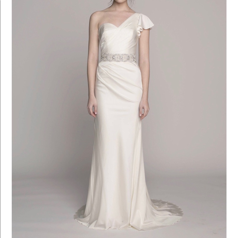 One Shoulder Designer Wedding Dress with Slit